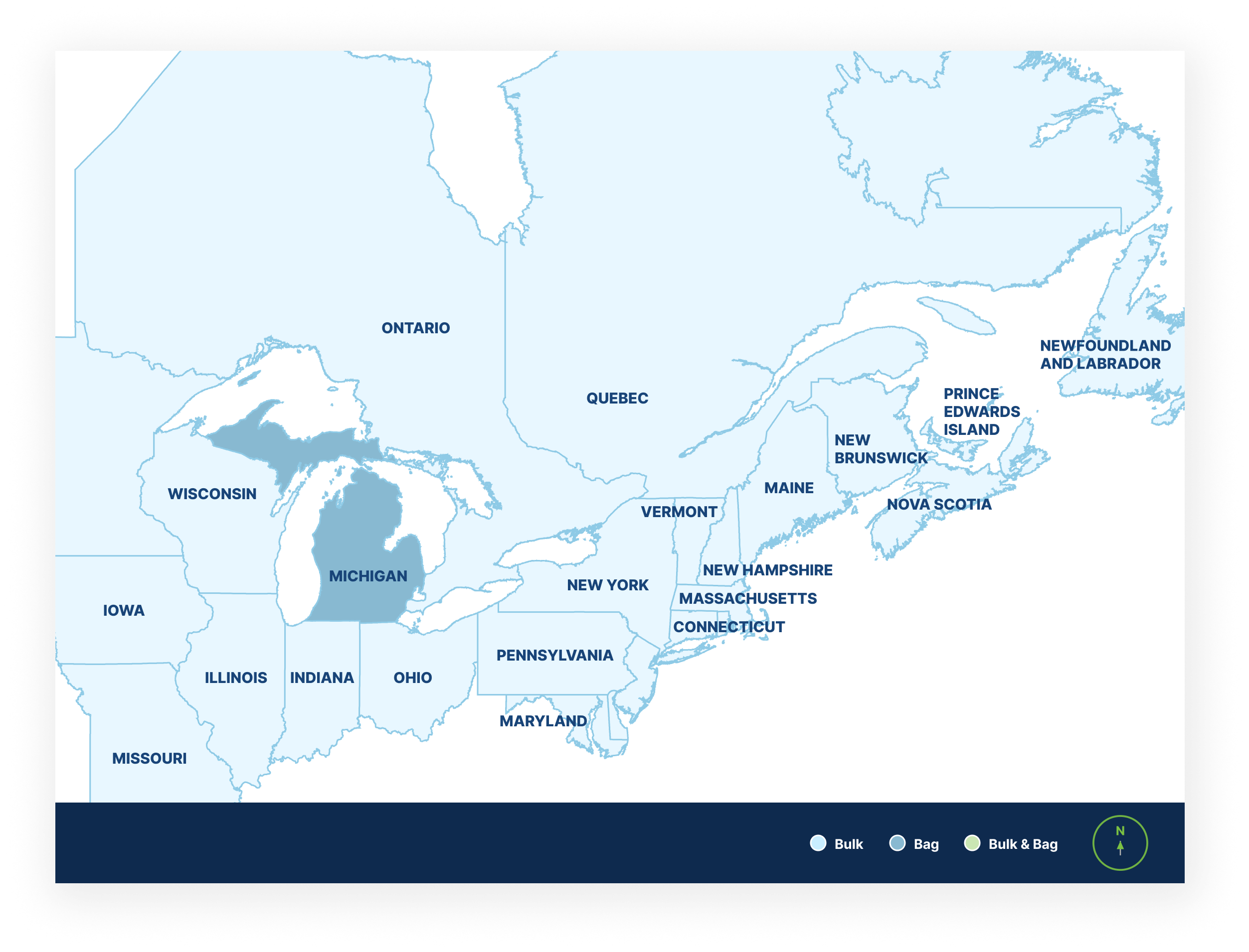 Map showing where St Marys Type S Hi-Bond Mortar Cement is available across Michigan.